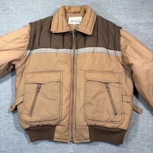 Rene De France Jacket Men L Tan Puffer Full Zip Vintage European Fashion Import